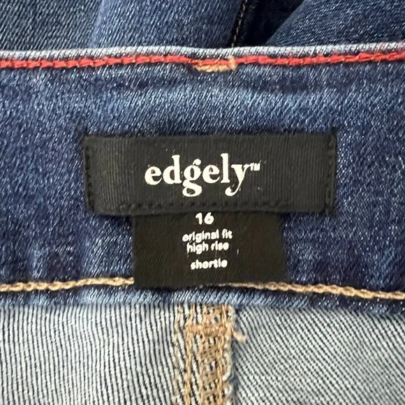 NWT Edgely denim shorts distressed size 16 high rise original fit stretch - Picture 7 of 8